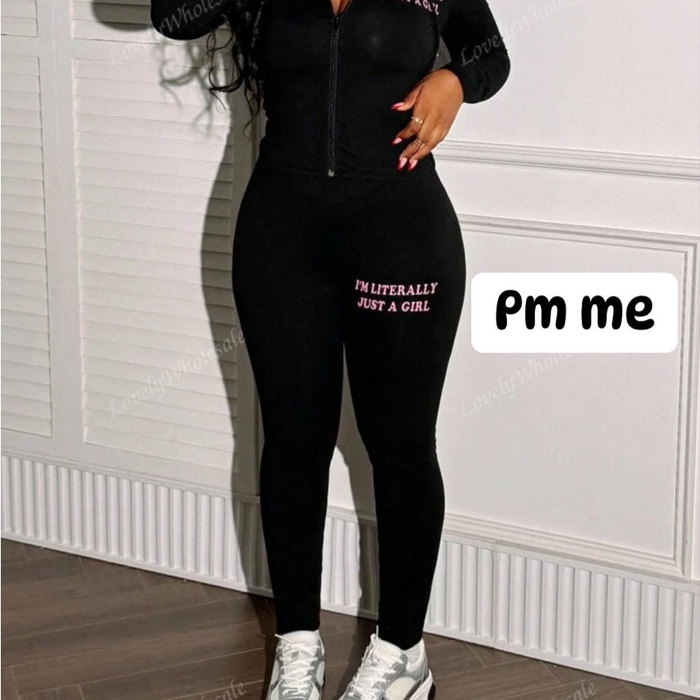 2 piece “ im literally just a girl “ leggings & jacket never worn to small